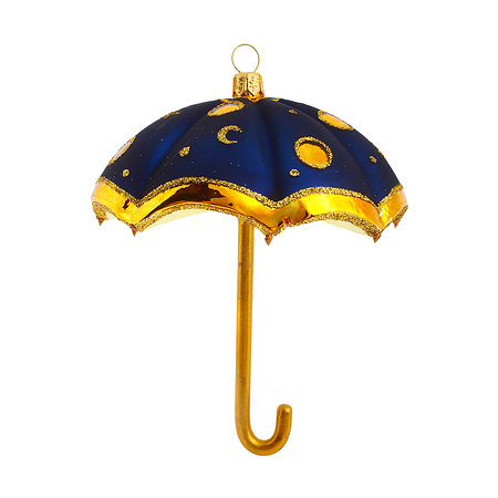 Gläserner Regenschirm blau/gold